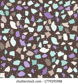 Terrazzo geometric texture. Seamless pattern with colorful splinters. Creative illustration for textile or book covers, manufacturing, wallpapers, print, gift wrap, flooring