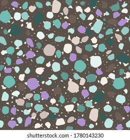 Terrazzo geometric texture. Seamless pattern with colorful splinters. Creative illustration for textile or book covers, manufacturing, wallpapers, print, gift wrap, flooring