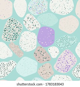 Textura geométrica de Terrazzo. Patrón inmaculado con astillas coloridas. Ilustración creativa para cubiertas textiles o de libros, fabricación, papel pintado, envoltura de regalo, suelo
