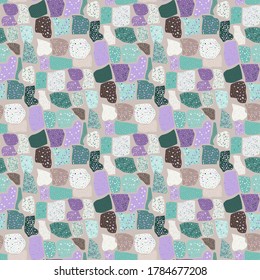 Terrazzo geometric texture. Seamless pattern with colorful splinters. Creative illustration for textile or book covers, manufacturing, wallpapers, print, gift wrap, flooring