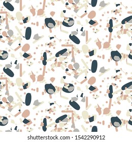 Terrazzo grained seamless pattern hand crafted texture vector.