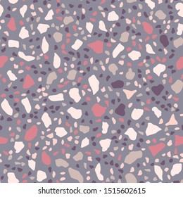 Terrazzo granite floor texture. Vector abstract background. Colorful geometric seamless pattern in 80's-90's styles.