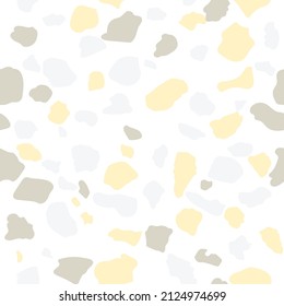 Terrazzo or granite stone seamless pattern in pastel white-yellow colors, vector re-sizable file.