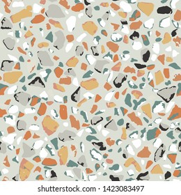 Terrazzo gray flooring. Seamless pattern.Gray background texture. Abstract vector design for print on floor, wall, tile or textile.
