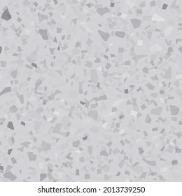 Terrazzo Gray Pattern. Venetian Seamless Abstract Pattern. Gray Vector Floor Background. . Mosaic Home Terrazzo Texture. Marble Terrazzo Italian Design. Glass Interior Irregular Print. Stone Terrazzo
