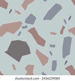 Terrazzo imitation seamless pattern. Realistic marble texture with stone fragments