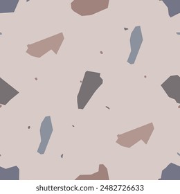 Terrazzo imitation seamless pattern. Realistic marble texture with stone fragments. Modern minimalistic floor tile for interior decoration. Trendy abstract vector illustration.