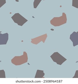 Patrón sin fisuras de imitación de terrazo. Textura de mármol realista con fragmentos de piedra. Baldosa minimalista moderna para la decoración de interiores. Ilustración vectorial abstracta de moda.