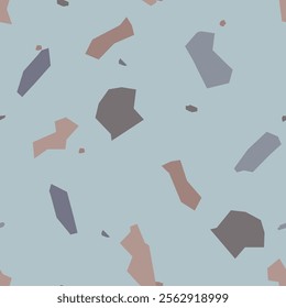 Terrazzo imitation seamless pattern. Realistic marble texture with stone fragments. Modern minimalistic floor. Trendy abstract vector illustration.