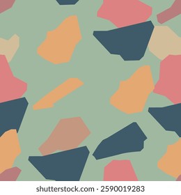 Terrazzo imitation seamless pattern. Realistic marble texture with stone fragments