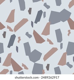 Terrazzo imitation seamless pattern with stone fragments. Modern floor tile for interior decoration. Abstract vector illustration.