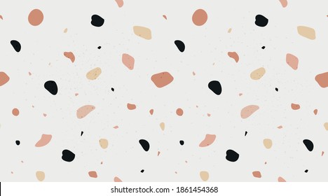 Terrazzo imitation seamless pattern. Trendy colorful stone texture background.