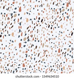 Terrazzo italian flooring seamless pattern. Granite fragments texture. Scattered stone particles decorative backdrop. Textile, tile design, fabric print, wrapping paper, wallpaper. Vector