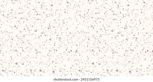 Terrazzo marble flooring seamless pattern. Vector texture of mosaic floor with natural stones, granite, marble, quartz, limestone, concrete. Polished rock surface. Realistic repeatable geo background