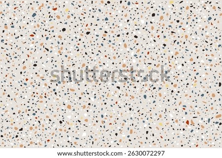 Terrazzo marble flooring seamless texture. Natural stones, granite, marble, quartz, limestone, concrete. Beige background with colored chips.