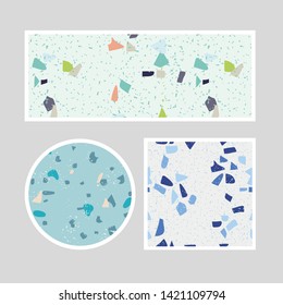 Terrazzo mix color set pattern design. Abstract background pastel color wallpaper vector.