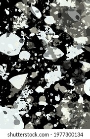 Terrazzo modern abstract template. Black and white texture of classic italian flooring. Background made of stones, granite, quartz, marble, concrete.  Venetian terrazzo trendy vector backdrop