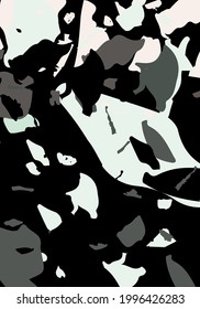 Terrazzo modern abstract template. Black, green and pink texture of classic italian flooring. Background made of stones, granite, quartz, marble, concrete.  Venetian terrazzo trendy vector backdrop