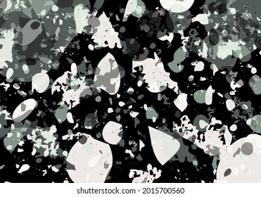 Terrazzo modern abstract template. Black, green and pink texture of classic italian flooring. Background made of stones, granite, quartz, marble, concrete.  Venetian terrazzo trendy vector backdrop