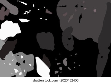Terrazzo modern abstract template. Black and beige texture of classic italian flooring. Background made of stones, granite, quartz, marble, concrete.  Venetian terrazzo trendy vector backdrop