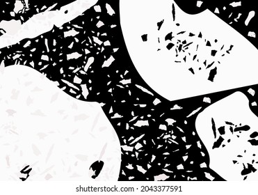 Terrazzo modern abstract template. Black and beige texture of classic italian flooring. Background made of stones, granite, quartz, marble, concrete.  Venetian terrazzo trendy vector backdrop