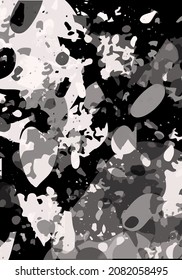 Terrazzo modern abstract template. Black and white texture of classic italian flooring. Venetian terrazzo trendy vector backdrop Background made of stones, granite, quartz, marble, concrete.