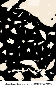 Terrazzo modern abstract template. Black, green and pink texture of classic italian flooring. Background made of stones, granite, quartz, marble, concrete.  Venetian terrazzo trendy vector backdrop