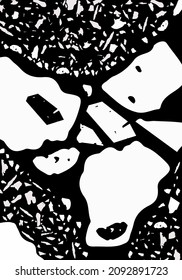 Terrazzo modern abstract template. Black and white texture of classic italian flooring. Venetian terrazzo trendy vector backdrop Background made of stones, granite, quartz, marble, concrete. 