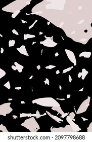 Terrazzo modern abstract template. Black and pink texture of classic italian flooring. Background made of stones, granite, quartz, marble, concrete.  Venetian terrazzo trendy vector backdrop