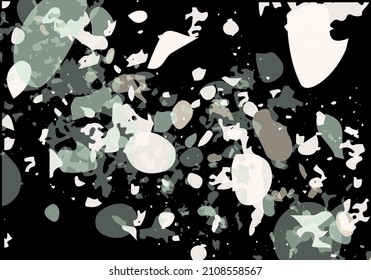 Terrazzo modern abstract template. Black, green and pink texture of classic italian flooring. Background made of stones, granite, quartz, marble, concrete.  Venetian terrazzo trendy vector backdrop