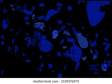 Terrazzo modern abstract template. Black and blue texture of classic italian flooring. Background made of stones, granite, quartz, marble, concrete.  Venetian terrazzo trendy vector backdrop