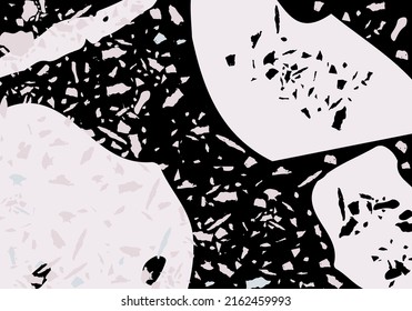 Terrazzo modern abstract template. Black and beige texture of classic italian flooring. Background made of stones, granite, quartz, marble, concrete.  Venetian terrazzo trendy vector backdrop