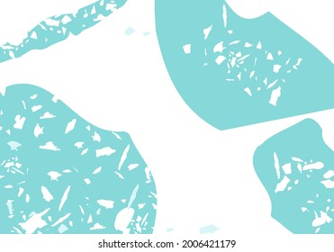 Terrazzo modern abstract template. Blue texture of classic italian flooring. Background made of stones, granite, quartz, marble, concrete.  Venetian terrazzo trendy vector backdrop
