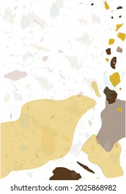 Terrazzo modern abstract template. Brown and beige texture of classic italian flooring. Background made of stones, granite, quartz, marble, concrete.  Venetian terrazzo trendy vector backdrop