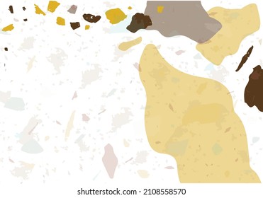 Terrazzo modern abstract template. Brown and beige texture of classic italian flooring. Venetian terrazzo trendy vector backdrop Background made of stones, granite, quartz, marble, concrete. 