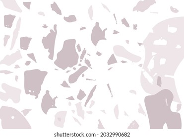 Terrazzo modern abstract template. Grey texture of classic italian flooring. Background made of stones, granite, quartz, marble, concrete.  Venetian terrazzo trendy vector backdrop