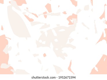 Terrazzo modern abstract template. Orange and grey texture of classic italian flooring. Background made of stones, granite, quartz, marble, concrete.  Venetian terrazzo trendy vector backdrop