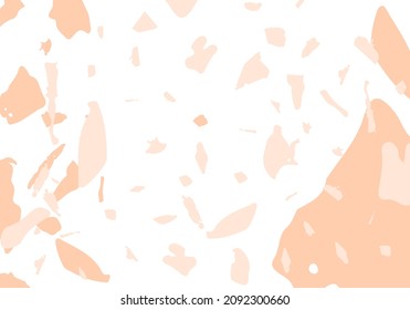 Terrazzo modern abstract template. Orange texture of classic italian flooring. Venetian terrazzo trendy vector backdrop Background made of stones, granite, quartz, marble, concrete. 