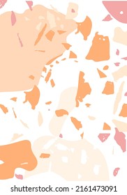 Plantilla abstracta moderna de Terrazzo. Textura naranja del suelo italiano clásico. Fondo vectorial de moda veneciano Terrazzo de piedra, granito, cuarzo, mármol, hormigón. 