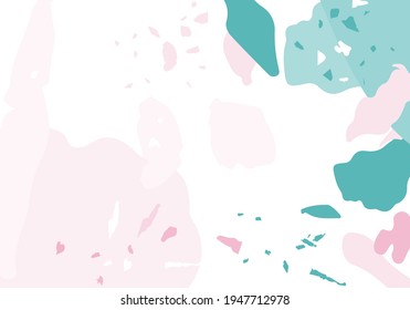 Terrazzo modern abstract template. Pink and blue texture of classic italian flooring. Venetian terrazzo trendy vector backdrop Background made of stones, granite, quartz, marble, concrete. 