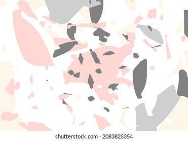 Terrazzo modern abstract template. Pink and grey texture of classic italian flooring. Background made of stones, granite, quartz, marble, concrete.  Venetian terrazzo trendy vector backdrop
