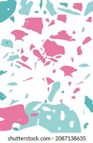 Terrazzo modern abstract template. Pink and blue texture of classic italian flooring. Venetian terrazzo trendy vector backdrop Background made of stones, granite, quartz, marble, concrete. 