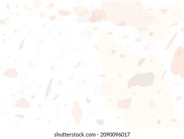 Terrazzo modern abstract template. Pink and orange texture of classic italian flooring. Venetian terrazzo trendy vector backdrop Background made of stones, granite, quartz, marble, concrete. 
