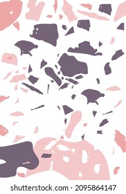 Terrazzo modern abstract template. Pink and grey texture of classic italian flooring. Background made of stones, granite, quartz, marble, concrete.  Venetian terrazzo trendy vector backdrop