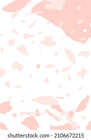 Terrazzo modern abstract template. Pink texture of classic italian flooring. Venetian terrazzo trendy vector backdrop Background made of stones, granite, quartz, marble, concrete. 