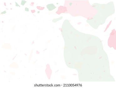 Plantilla abstracta moderna de Terrazzo. Textura rosa y verde del suelo italiano clásico. Fondo vectorial de moda veneciano Terrazzo de piedra, granito, cuarzo, mármol, hormigón. 