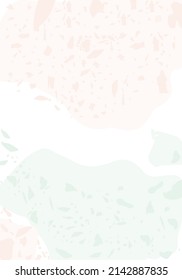 Terrazzo modern abstract template. Pink and green texture of classic italian flooring. Venetian terrazzo trendy vector backdrop Background made of stones, granite, quartz, marble, concrete. 