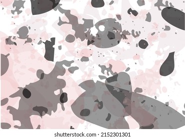Terrazzo modern abstract template. Pink and grey texture of classic italian flooring. Venetian terrazzo trendy vector backdrop Background made of stones, granite, quartz, marble, concrete. 