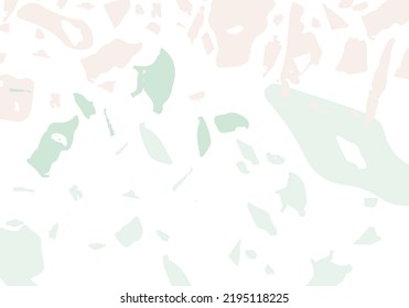 Terrazzo modern abstract template. Pink and green texture of classic italian flooring. Venetian terrazzo trendy vector backdrop Background made of stones, granite, quartz, marble, concrete. 