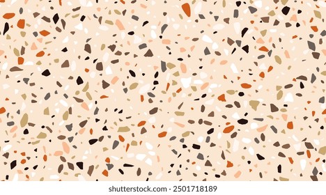 Terrazzo mosaic ceramic tile pattern, terazo marble stone texture vector background with color granite or quartz rock pieces. Italian terrazzo mosaic floor and wall tile with abstract stone pattern